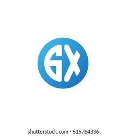 Initial letters GX circle shape blue simple logo