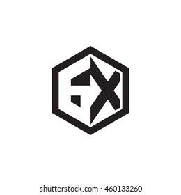 Initial letters GX negative space hexagon shape monogram logo