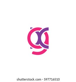 Initial letters gx, round linked chain shape lowercase logo modern design pink purple