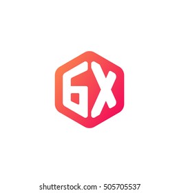 Initial letters GX rounded hexagon shape red orange simple modern logo