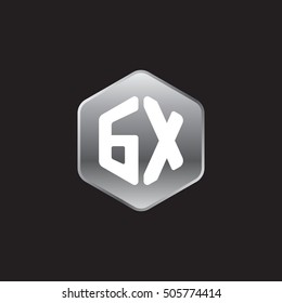Initial letters GX rounded hexagon shape silver modern logo