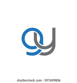 Initial letters gy, round linked chain shape lowercase logo modern design blue gray