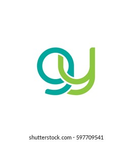 Initial letters gy, round linked chain shape lowercase logo modern design modern green