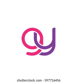 Initial letters gy, round linked chain shape lowercase logo modern design pink purple