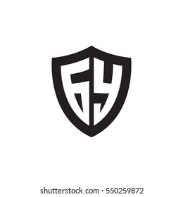 Initial letters GY shield shape black monogram logo