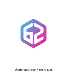Initial letters GZ rounded hexagon shape blue pink purple simple modern logo