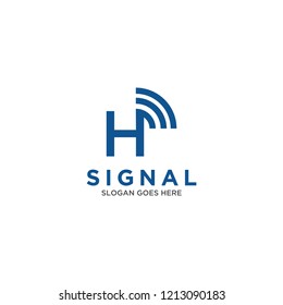 Initial Letters H Signal Logo Design in Blue Colored