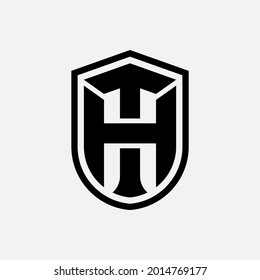 Initial letters H, T, HT or TH overlapping, interlocked monogram logo, black color on white background