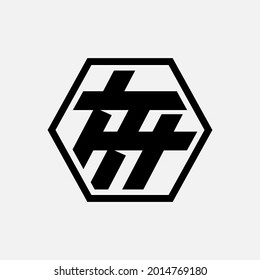 Überschneidung der Anfangsbuchstaben H, T, HT oder TH, verflochtenes Monogramm-Logo, schwarze Farbe auf weißem Hintergrund