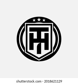 Initial letters H, T, HT or TH overlapping, interlocked monogram logo, black color on white background