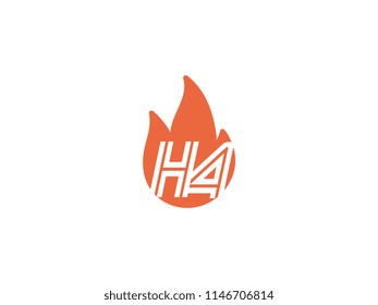 Initial letters HA in fire. Logo vector