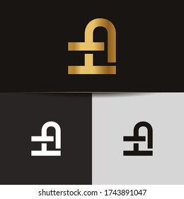 Initial letters HA linked monogram logo vector. Business logo monogram two overlap letters inside circle isolated on black background.