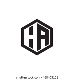 Initial letters HA negative space hexagon shape monogram logo