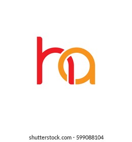 Initial letters ha, round linked overlapping chain shape lowercase logo modern design red orange