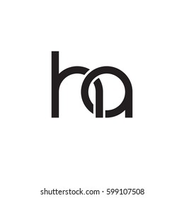 Initial letters ha, round linked overlapping chain shape lowercase logo modern design monogram black