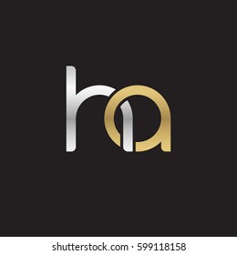 Initial letters ha, round linked overlapping chain shape lowercase logo modern design silver gold