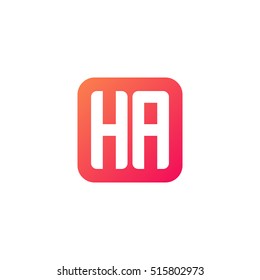 Initial letters HA rounded square shape red orange simple logo