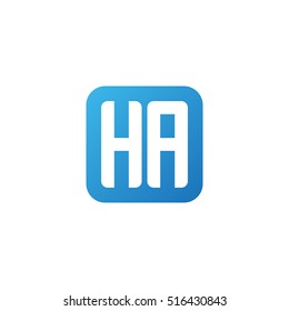 Initial letters HA rounded square shape blue simple logo
