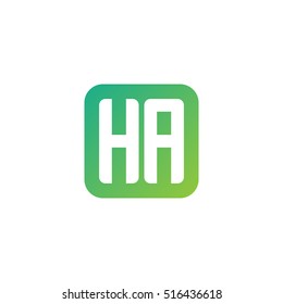 Initial letters HA rounded square shape green simple logo