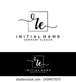 RE Initial letters, handwriting signature logo.