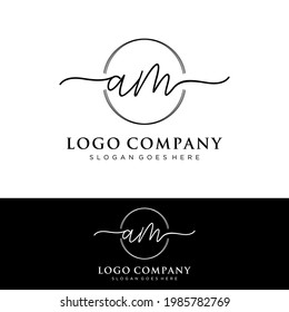 AM Initial letters, handwriting signature logo.