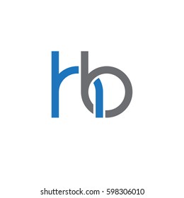 Initial letters hb, round linked overlapping chain shape lowercase logo modern design blue gray