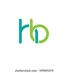 Initial letters hb, round linked overlapping chain shape lowercase logo modern design modern green