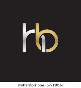 Initial letters hb, round linked overlapping chain shape lowercase logo modern design silver gold