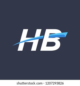 Initial letters HB vector illustrations designs with overlapping swoosh for company logo on black dark blue background.