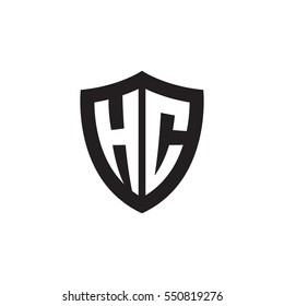 Initial letters HC shield shape black monogram logo