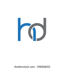 Initial letters hd, round linked overlapping chain shape lowercase logo modern design blue gray