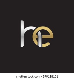 Initial letters he, round linked overlapping chain shape lowercase logo modern design silver gold