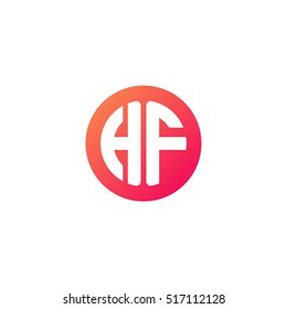 Initial letters HF circle shape red orange simple logo