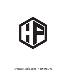 Initial letters HF negative space hexagon shape monogram logo