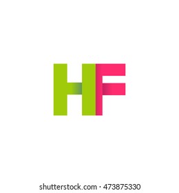 Initial letters HF overlapping fold logo green magenta