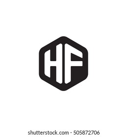 Initial letters HF rounded hexagon shape monogram black simple modern logo