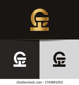 Initial letters HG linked monogram logo vector. Business logo monogram two overlap letters inside circle isolated on black background.