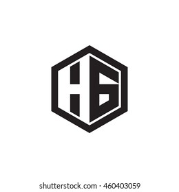 Initial letters HG negative space hexagon shape monogram logo