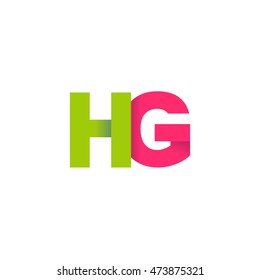Initial letters HG overlapping fold logo green magenta
