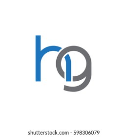 Initial letters hg, round linked overlapping chain shape lowercase logo modern design blue gray