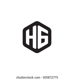 Initial letters HG rounded hexagon shape monogram black simple modern logo