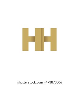 Initial letters HH overlapping fold logo brown gold