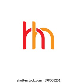 Initial letters hh, round linked overlapping chain shape lowercase logo modern design red orange