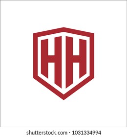 Initial letters HH shield shape red  modern logo