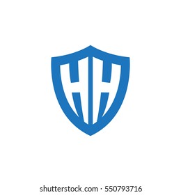 Initial letters HH shield shape blue simple logo