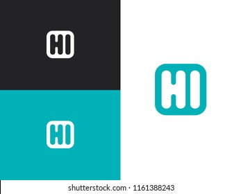 Initial letters HI with blue black and has rounded corners. Icon design template elements. Monogram. Linear logo. Simple vector sign illustration in a modern style.