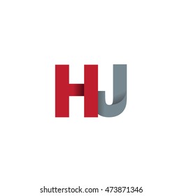 Initial letters HJ overlapping fold logo red gray