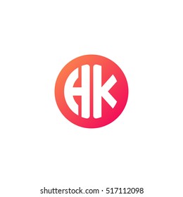 Initial letters HK circle shape red orange simple logo