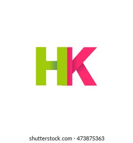 Initial letters HK overlapping fold logo green magenta