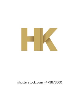 Initial letters HK overlapping fold logo brown gold